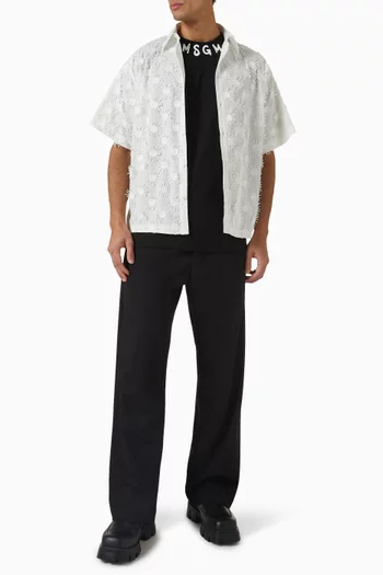 Patch Embroidered Shirt in Cotton-blend