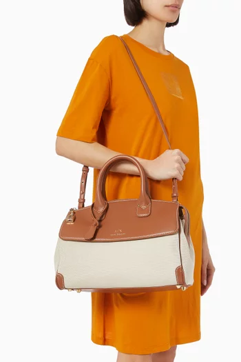 Large Jane Tote Bag in Canvas & Faux Leather