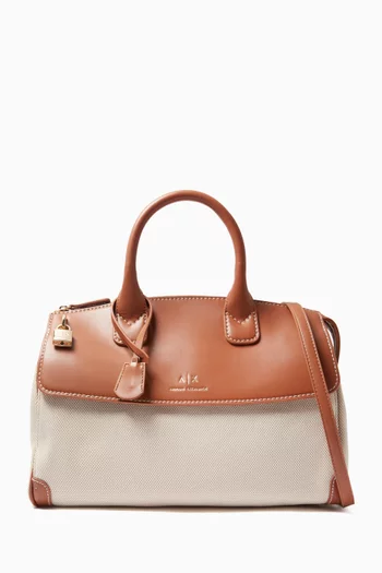 Large Jane Tote Bag in Canvas & Faux Leather