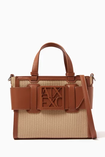 Susie Straw Tote Bag in Faux Leather
