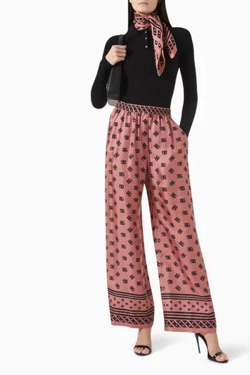 Monogram Pyjama Pants in Silk Satin