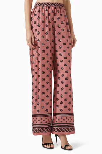 Monogram Pyjama Pants in Silk Satin