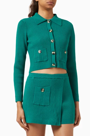 Knit Crop Cardigan in Cotton Blend