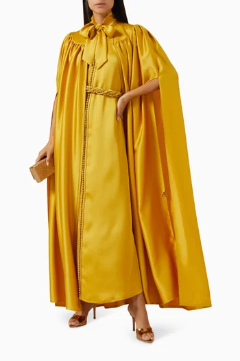 Moroccan Embroidered Pleated Kaftan Set