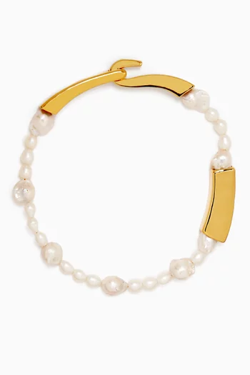 Tesoro Pearl Necklace in 22kt Gold-plated Bronze