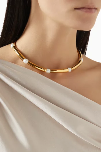 Corda Pearl Necklace in 22kt Gold-plated Bronze