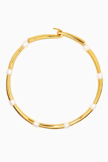 Corda Pearl Necklace in 22kt Gold-plated Bronze
