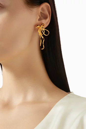 Mini Bow Drop Earrings in 24kt Gold-plated Bronze