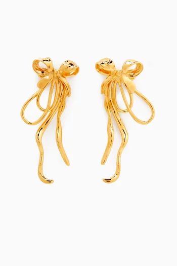 Mini Bow Drop Earrings in 24kt Gold-plated Bronze