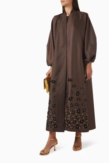 عباية راستك بتطريزات زهور تفتا