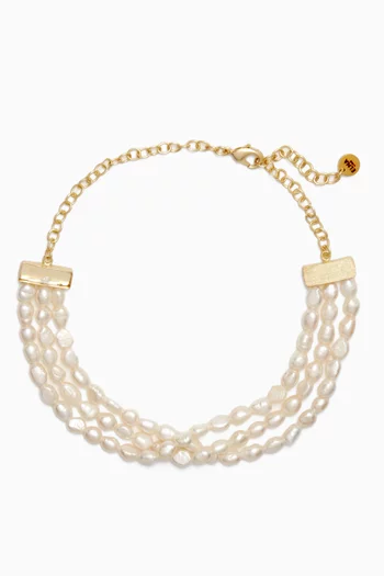 Layered Pearl Choker in 18kt Gold-plated Metal