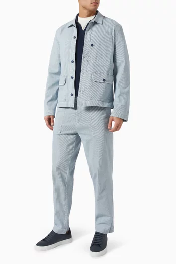 قميص بنمط جاكيت جيبسون مخطط قطن هيكوري