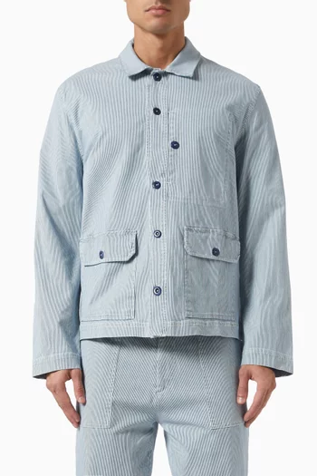 قميص بنمط جاكيت جيبسون مخطط قطن هيكوري