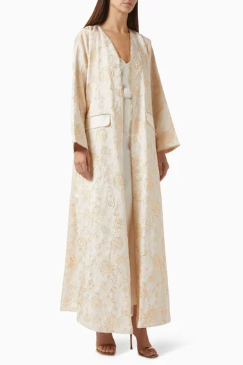 Embellished Abaya in Jacquard