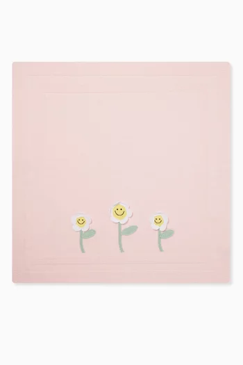 Floral Intarsia Blanket in Organic Cotton