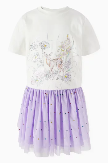 Floral Deer Printed T-shirt in Organic Cotton