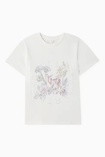 Floral Deer Printed T-shirt in Organic Cotton