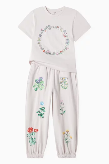 Floral Circle Graphic-print T-shirt in Cotton