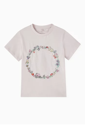Floral Circle Graphic-print T-shirt in Cotton