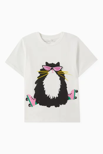 Cat Printed T-shirt in Cotton