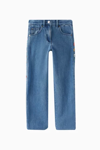 Logo Wide Leg Jeans in Denim