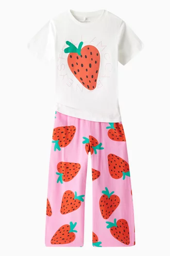Strawberry Printed Wide-leg Pants in Viscose