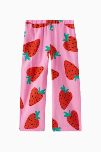 Strawberry Printed Wide-leg Pants in Viscose