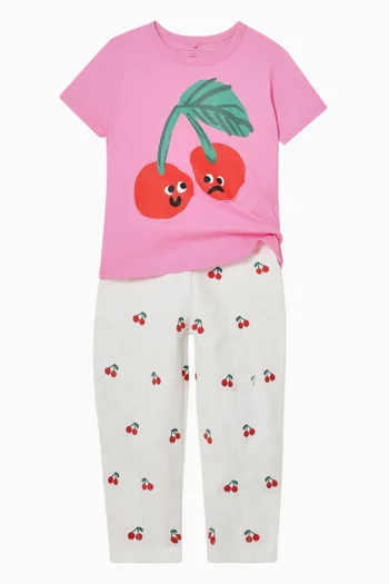 Cherry-embroidered Jeans in Organic Cotton-denim