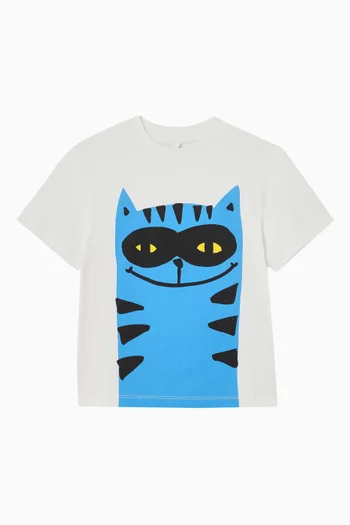 Cat-print T-shirt in Cotton