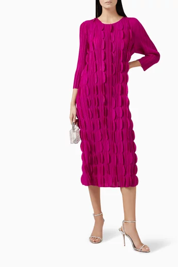 فستان ريفن متوسط الطول ببتلات زهور بارزة