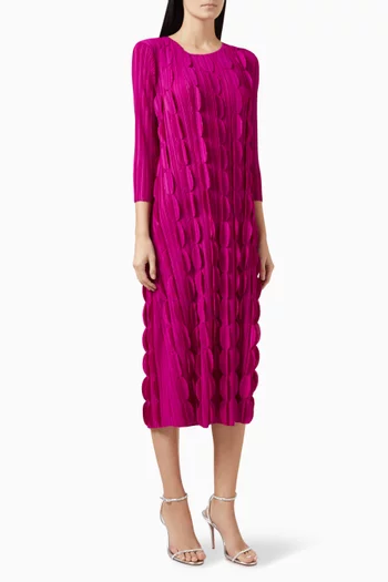 فستان ريفن متوسط الطول ببتلات زهور بارزة