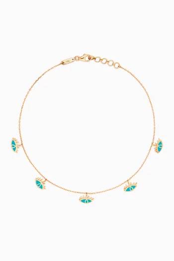 'Ya Ein' Evil Eye Anklet in 18kt Yellow gold