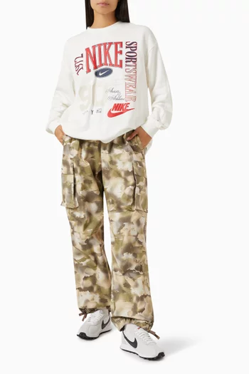 Camo-print Cargo Pants in Cotton-ripstop