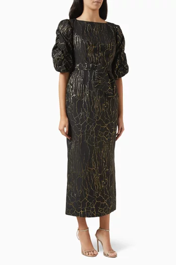 فستان سيدوم طويل بارز الملمس مزيج قطن