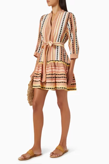 Zakar Belted Mini Dress in Cotton