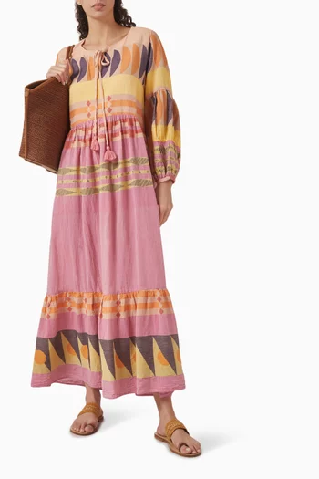 Zakar Printed Maxi Dress in Cotton