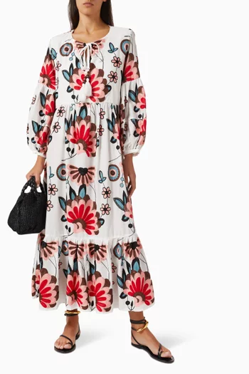 Floral-print Maxi Dress in Cotton