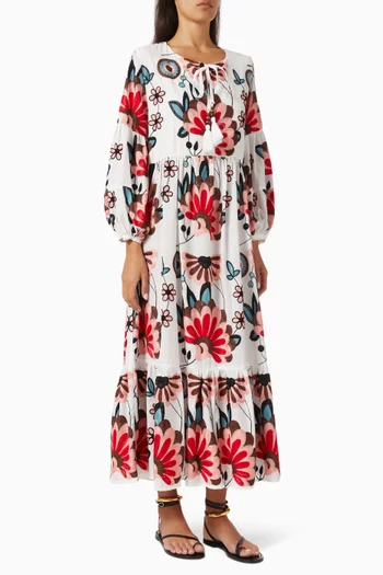 Floral-print Maxi Dress in Cotton