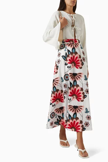Embroidered Maxi Skirt in Cotton
