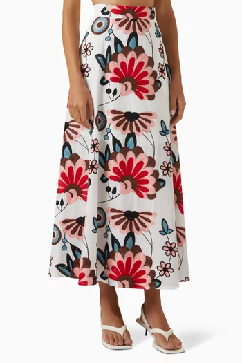 Embroidered Maxi Skirt in Cotton