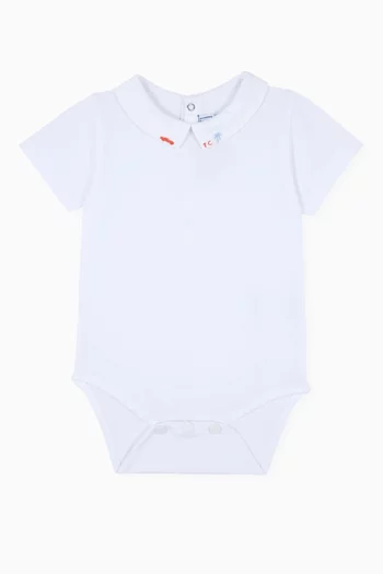 Logo-embroidered Bodysuit in Cotton