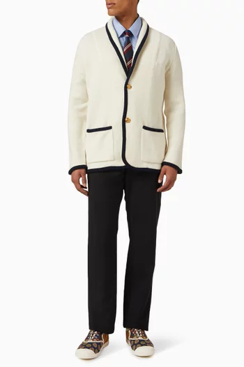 Torchon Piping Single-breasted Jacket in Wool-cotton