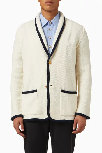 Torchon Piping Single-breasted Jacket in Wool-cotton