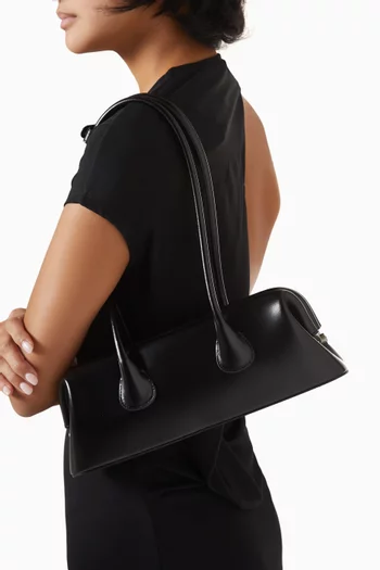 Mini Boat Wide Shoulder Bag in Leather