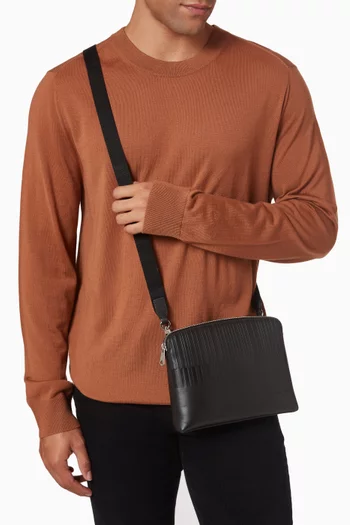 Shadow Stripe Musette Bag in Leather