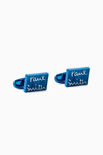 Logo-etched Agate Cufflinks