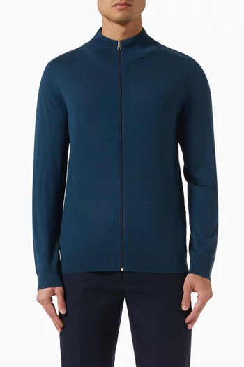 Zip Cardigan in Merino Wool Knit