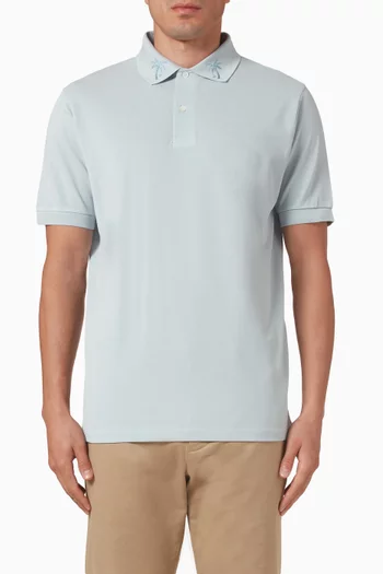 Embroidered Polo Shirt in Cotton Piqué