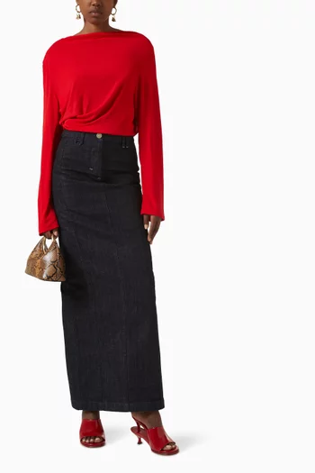 La Jupe de-Nimes Midi Skirt in Denim