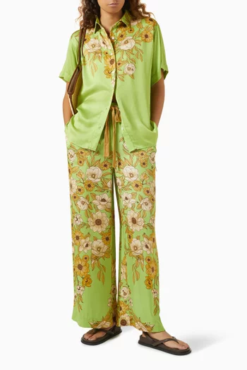 Vesta Printed Wide-leg Pants in Satin